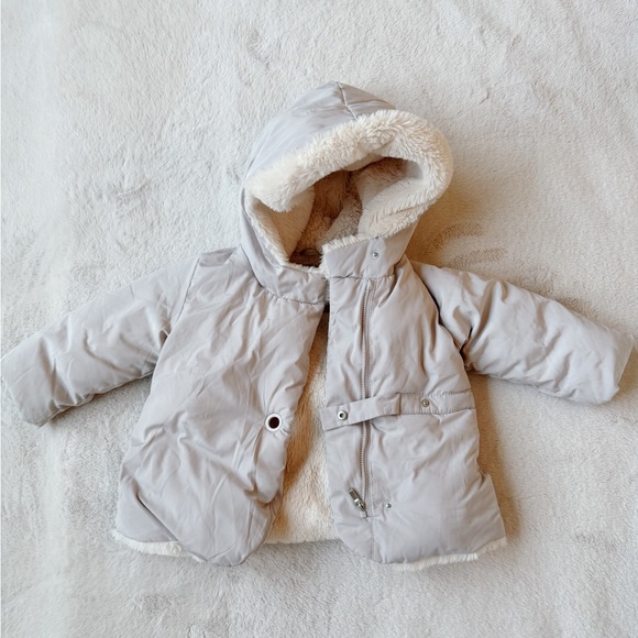 Zara Baby Girl Faux Fur Lined Puffer Jacket - Picture 3 of 7